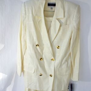 VINTAGE Designer Two-Piece Cream Suit w/ Gold
